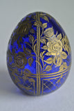 Russian Faberge Cobalt Blue Cut Glass Egg