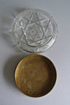 Cut Crystal Hand Painted Enamel & Brass Powder Bowl