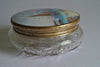 Cut Crystal Hand Painted Enamel & Brass Powder Bowl
