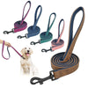 Leather Dog Leash 4 ft Dog Leash 2 Layer Pet Dog Leash Leads with Padded Handle for Medium Large Dogs Walking Training