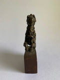 Antique Bronze Archaic Horse Sculpture on Wood