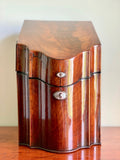 George III Flame Mahogany Serpentine Fronted Knife / Stationery Box c.1780.