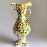 Antique Coalport Coalbrookdale Style Floral Encrusted Vase - c. 1830