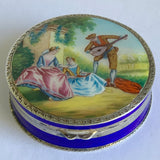 Guilloche Enamel Sterling 935 Silver Antique Pill Box