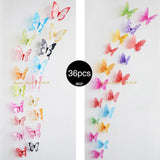 36pcs 3D Crystal Butterfly Wall Stickers