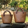 Handmade Wood Handle Woven Bag