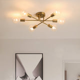 DARHYN Modern chandelier Sputnik lamps semi-embedded ceiling lamp brushed antique gold lighting 6 lights Nordic home decoration