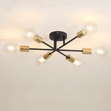 DARHYN Modern chandelier Sputnik lamps semi-embedded ceiling lamp brushed antique gold lighting 6 lights Nordic home decoration