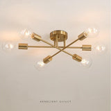 DARHYN Modern chandelier Sputnik lamps semi-embedded ceiling lamp brushed antique gold lighting 6 lights Nordic home decoration