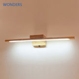 Nordic 55cm Solid wood LED mirror wall lamps for bathroom dresser home decoration бра for bedside bedroom wall Light with switch