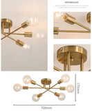 DARHYN Modern chandelier Sputnik lamps semi-embedded ceiling lamp brushed antique gold lighting 6 lights Nordic home decoration